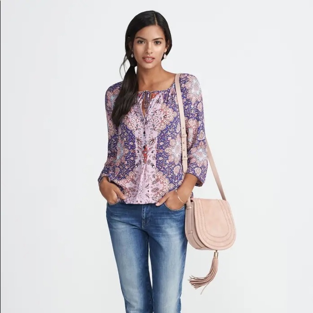 Lucky Brand Tile Peasant Top, Women’s